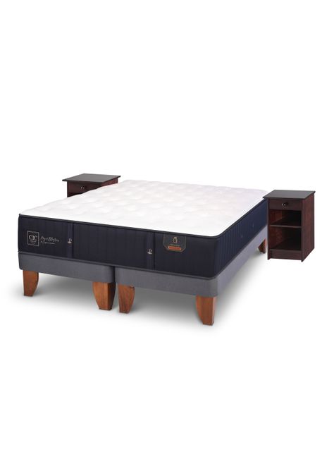 Cama Europea Premium 2 Plazas Base Dividida + Veladores New Dublin Chocolate-0
