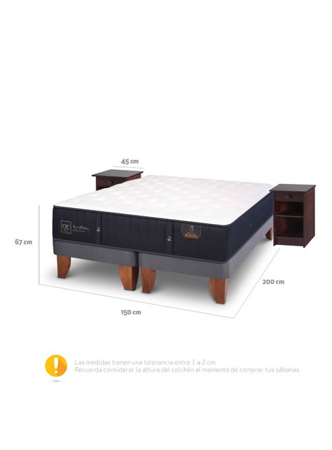 Cama Europea Premium 2 Plazas Base Dividida + Veladores New Dublin Chocolate-1