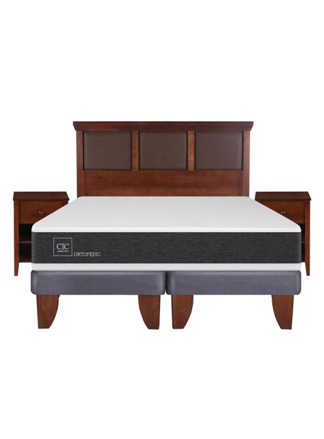 Cama Europea New Ortopedic 2 Plazas Base Dividida + Set Muebles New Torino-1