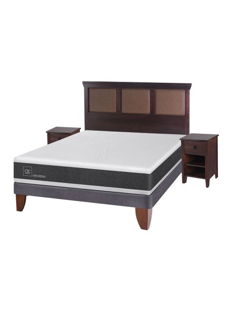 Cama Europea New Ortopedic 2 Plazas Base Normal + Set Muebles New Torino Chocolate-0