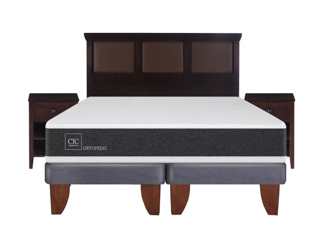 Cama Europea New Ortopedic King + Set Muebles New Torino Chocolate-1
