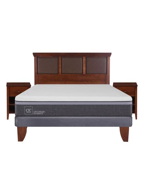Cama Europea Ortopedic Advance 2 Plazas Base Normal + Set Muebles New Torino-0