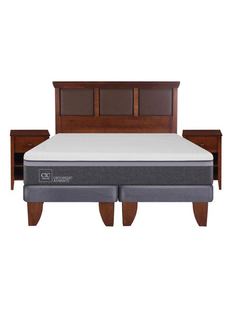 Cama Europea Ortopedic Advance 2 Plazas Base Dividida + Set Muebles New Torino-1