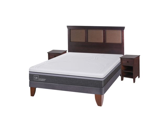 Cama Europea Ortopedic Advance 2 Plazas Base Normal + Set Muebles New Torino Chocolate-1