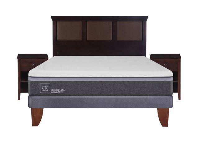 Cama Europea Ortopedic Advance 2 Plazas Base Normal + Set Muebles New Torino Chocolate-0