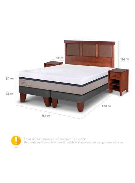 Cama Europea Balance 2 Plazas Base Dividida + Set Muebles New Torino Café-1