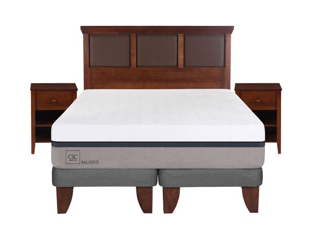 Cama Europea Balance King Base Dividida + Set Muebles New Torino Café-1