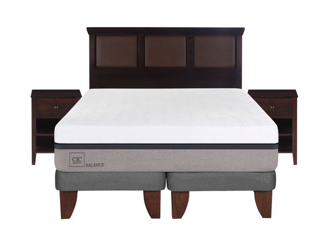 Cama Europea Balance King Base Dividida + Set Muebles New Torino Chocolate-1