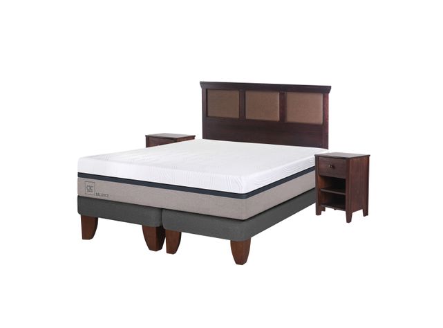 Cama Europea Balance King Base Dividida + Set Muebles New Torino Chocolate-0