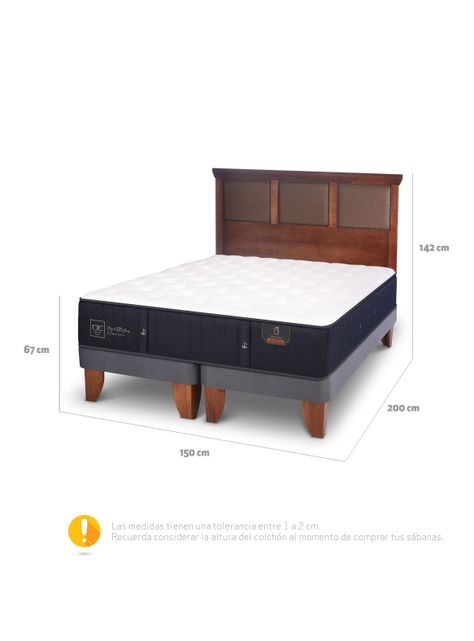 Cama Europea Premium 2 Plazas Base Dividida + Respaldo New Torino Caramelo-1