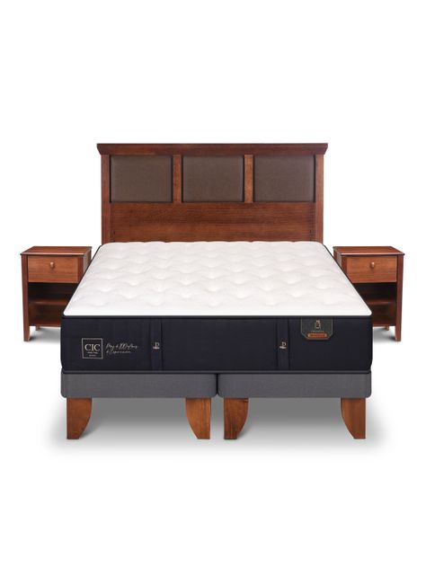 Cama Europea Premium 2 Plazas Base Dividida New Torino + Set Muebles-2