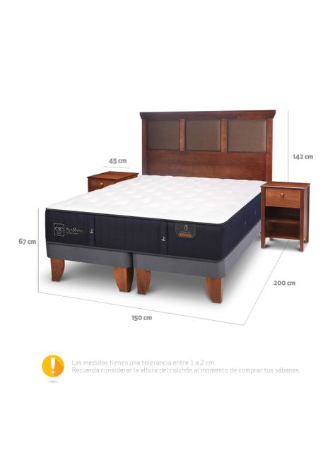Cama Europea Premium 2 Plazas Base Dividida New Torino + Set Muebles-1