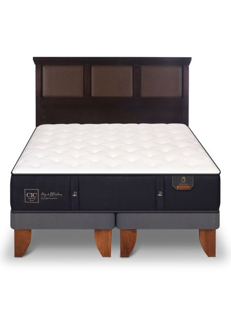 Cama Europea Premium 2 Plazas Base Dividida + Respaldo New Torino Chocolate-2
