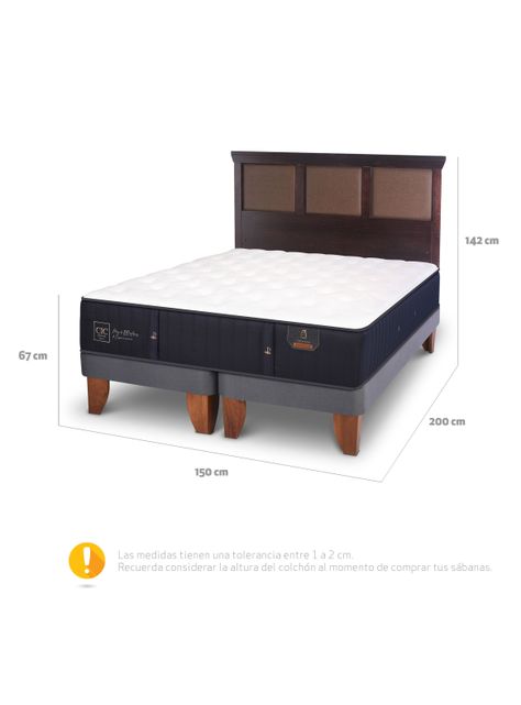 Cama Europea Premium 2 Plazas Base Dividida + Respaldo New Torino Chocolate-1