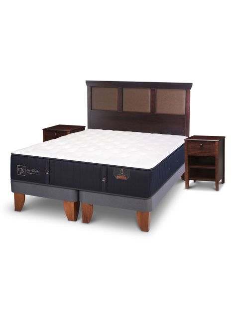 Cama Europea Premium King New Torino Chocolate + Set Muebles-0