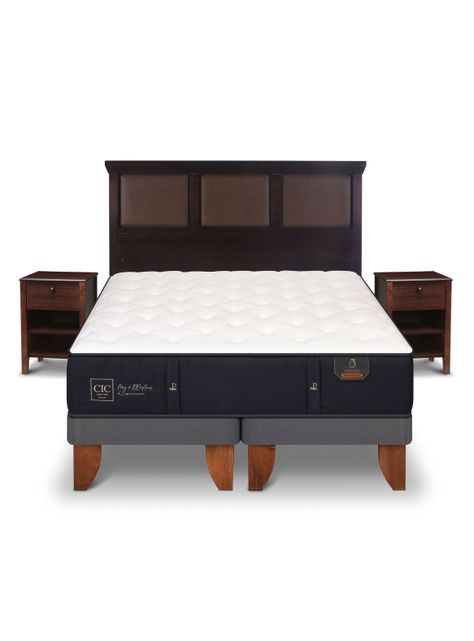 Cama Europea Premium King New Torino Chocolate + Set Muebles-2