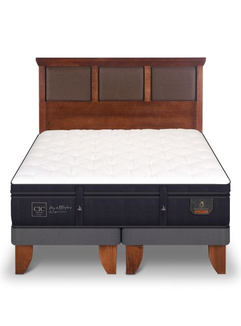 Cama Europea Super Premium 2 Plazas Base Dividida + Respaldo New Torino Caramelo-2