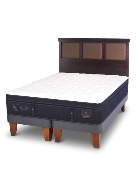 Cama Europea Super Premium 2 Plazas Base Dividida + Respaldo New Torino Chocolate-0