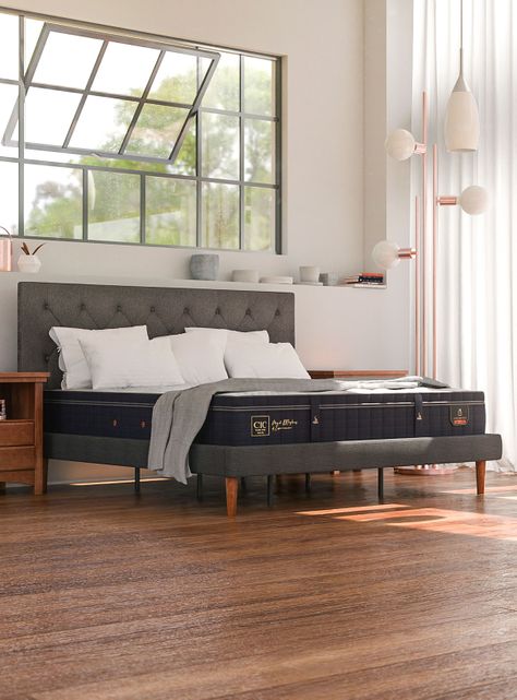 Cama Europea Super Premium 2 Plazas Base Dividida + Respaldo New Torino Chocolate-4