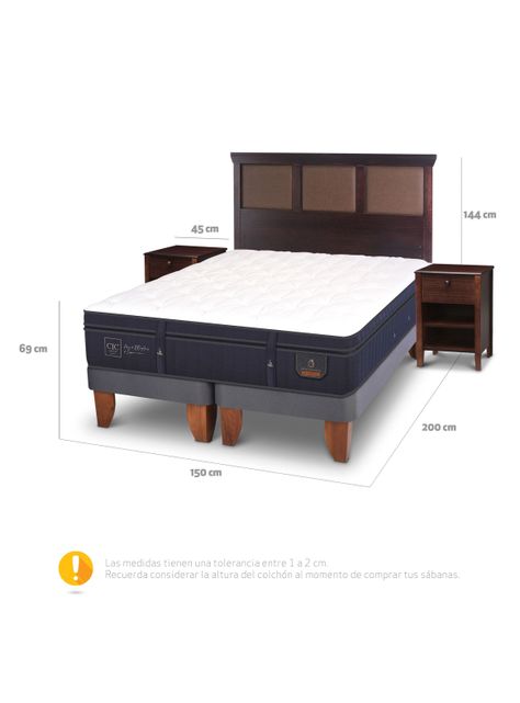 Cama Europea Super Premium 2 Plazas Base Dividida New Torino Chocolate + Set Muebles-1