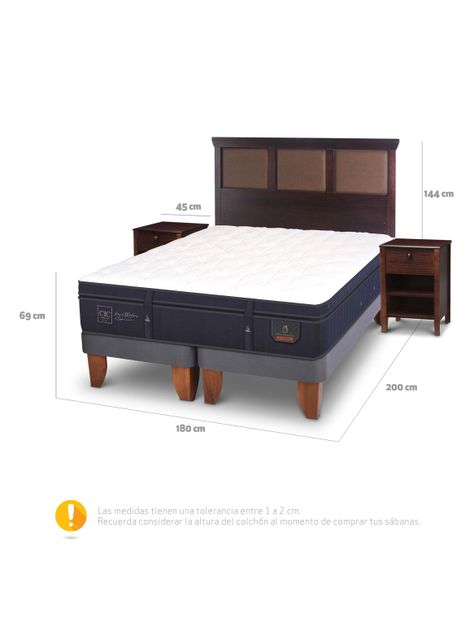 Cama Europea Super Premium King New Torino Chocolate + Set Muebles-1