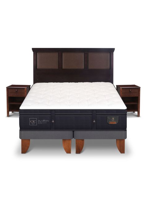 Cama Europea Super Premium King New Torino Chocolate + Set Muebles-2