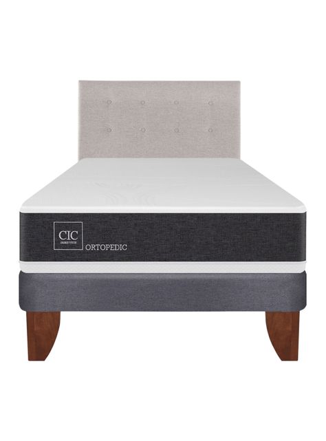 Cama Europea New Ortopedic 1.5 Plazas + Respaldo Tigris-0