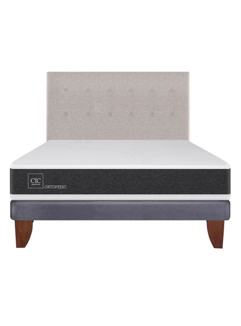 Cama Europea New Ortopedic 2 Plazas Base Normal + Respaldo Tigris-1