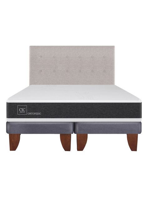 Cama Europea New Ortopedic 2 Plazas Base Dividida + Respaldo Tigris-1
