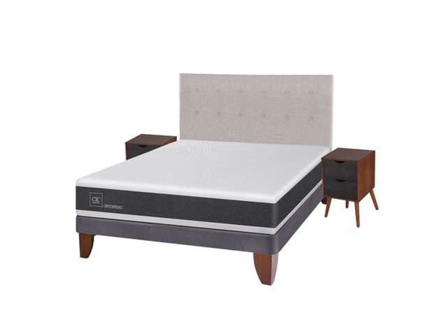 Cama Europea New Ortopedic 2 Plazas Base Normal + Set Muebles Tigris-1