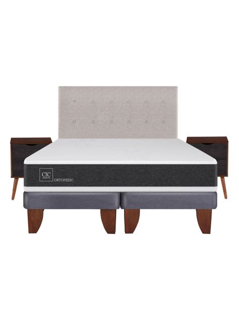 Cama Europea New Ortopedic 2 Plazas Base Dividida + Set Muebles Tigris-1