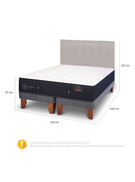 Cama Europea Premium 2 Plazas Base Dividida + Respaldo Tigris-1