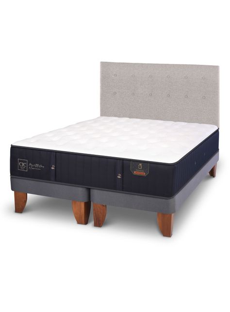 Cama Europea Premium 2 Plazas Base Dividida + Respaldo Tigris-0