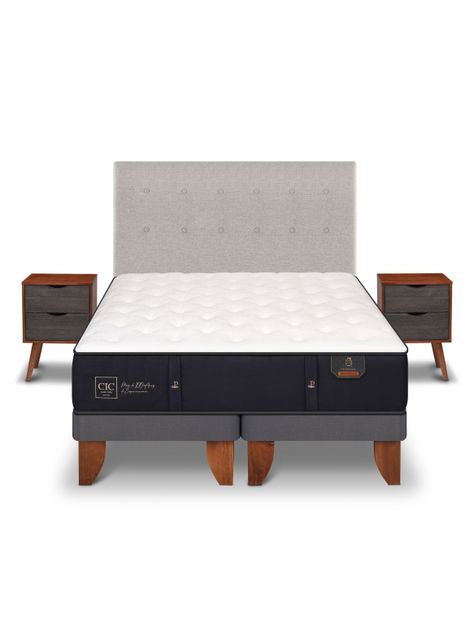 Cama Europea Premium 2 Plazas Base Dividida Tigris + Set Muebles-2