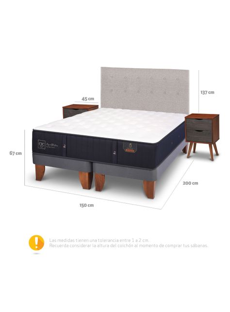 Cama Europea Premium 2 Plazas Base Dividida Tigris + Set Muebles-1