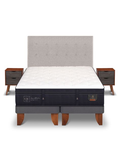 Cama Europea Super Premium 2 Plazas Base Dividida Tigris + Set Muebles-2