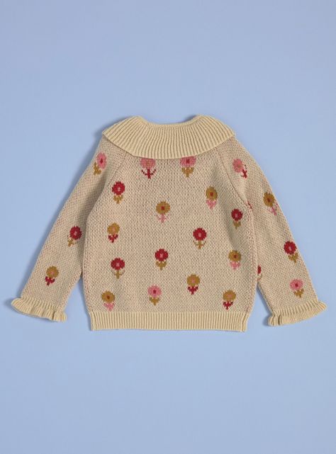 Sweater Intarsia de Flores, Cuello Payaso-1