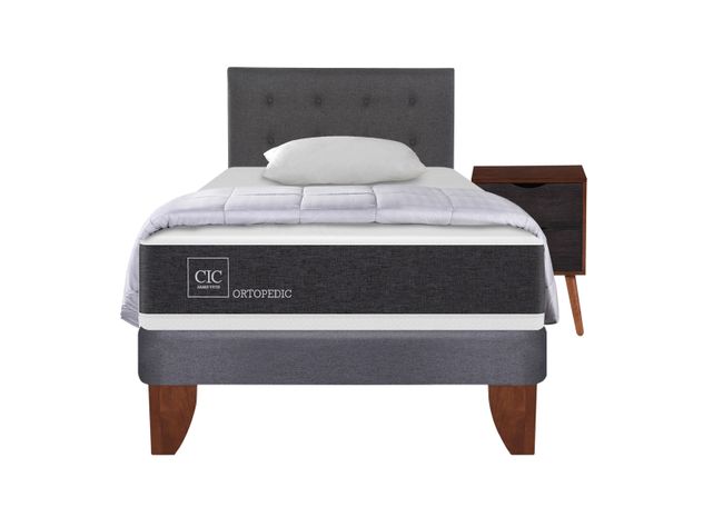 Cama Europea New Ortopedic 1.5 Plazas + Set Muebles Eufrates + Almohada + Plumón-0