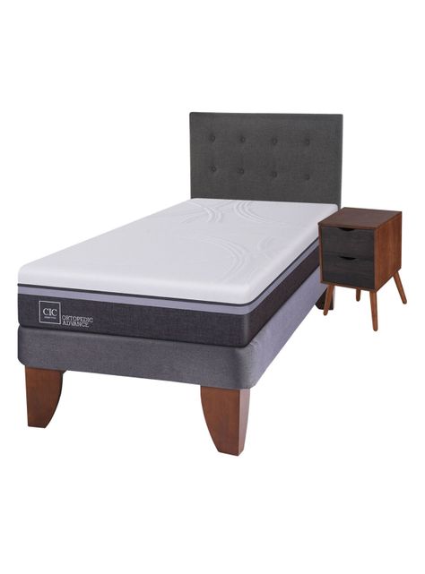 Cama Europea Ortopedic Advance 1.5 Plazas Base Normal + Set Muebles Eufrates-0