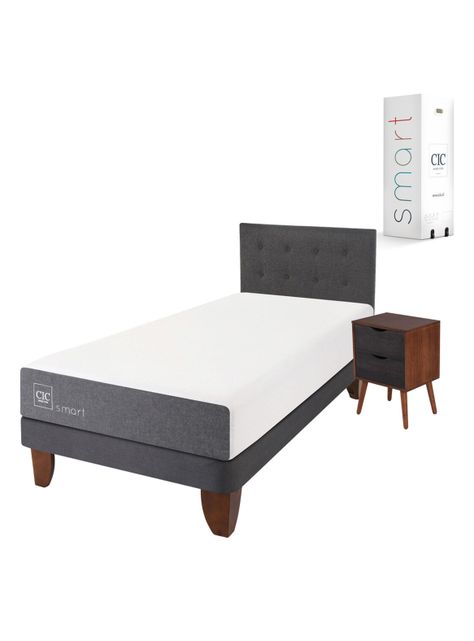 Cama Europea Smart 1.5 Plazas Base Normal + Set Muebles Eufrates-0