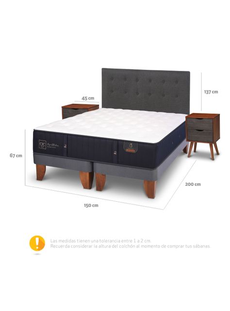 Cama Europea Premium 2 Plazas Base Dividida Eufrates + Set Muebles-1