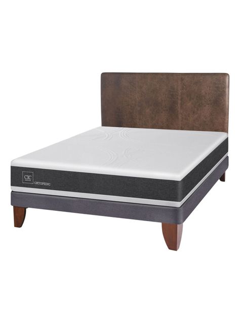 Cama Europea New Ortopedic 2 Plazas Base Normal + Respaldo Baker-0