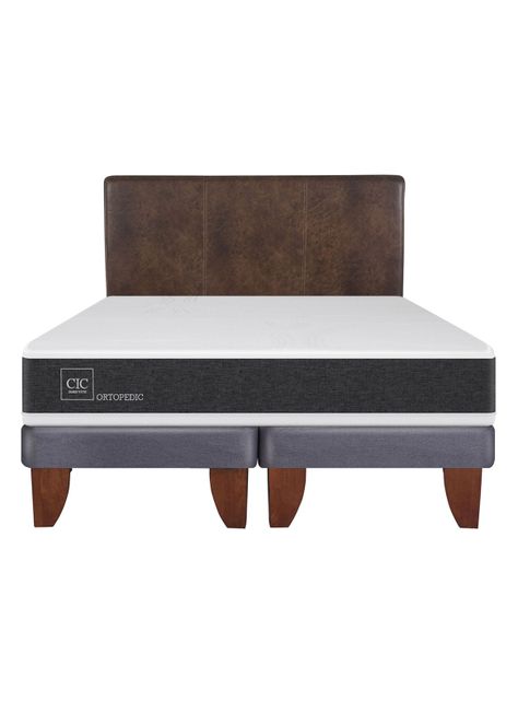 Cama Europea New Ortopedic 2 Plazas Base Dividida + Respaldo Baker-1