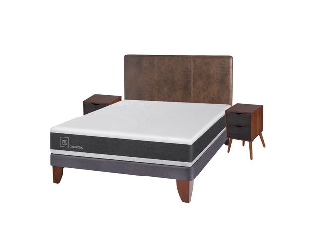 Cama Europea New Ortopedic 2 Plazas Base Normal + Set Muebles Baker-1