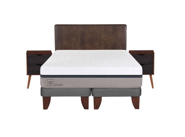 Cama Europea Balance King + Set Muebles Baker Firmeza Intermedio-0
