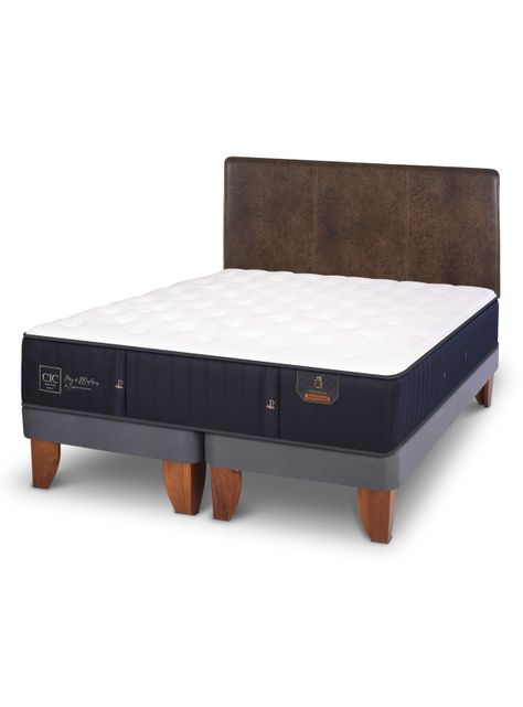 Cama Europea Premium 2 Plazas Base Dividida + Respaldo Baker-0