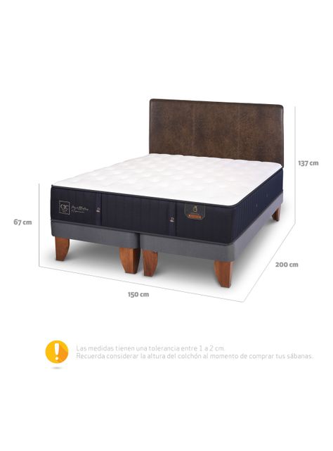 Cama Europea Premium 2 Plazas Base Dividida + Respaldo Baker-1