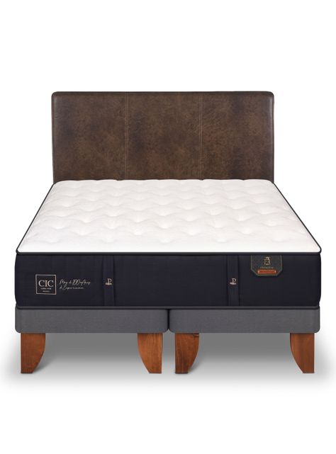 Cama Europea Premium 2 Plazas Base Dividida + Respaldo Baker-2