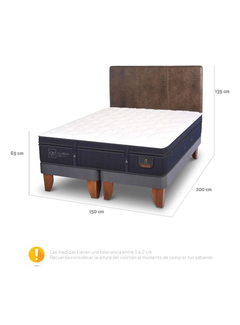 Cama Europea Super Premium 2 Plazas Base Dividida + Respaldo Baker-1