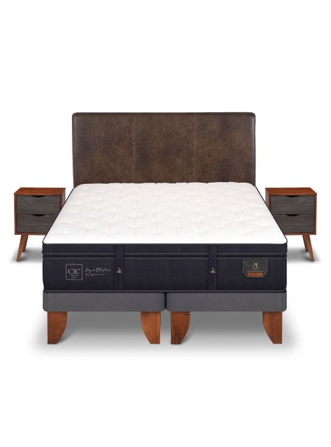 Cama Europea Super Premium 2 Plazas Base Dividida Baker + Set Muebles-2